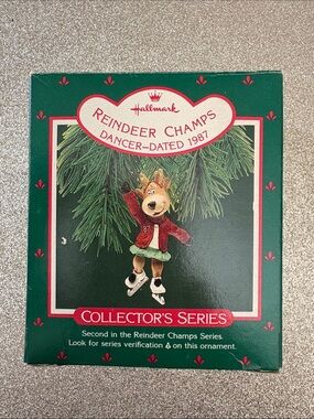 Hallmark Reindeer Champs Dancer 1987 Ornament - Green & Red